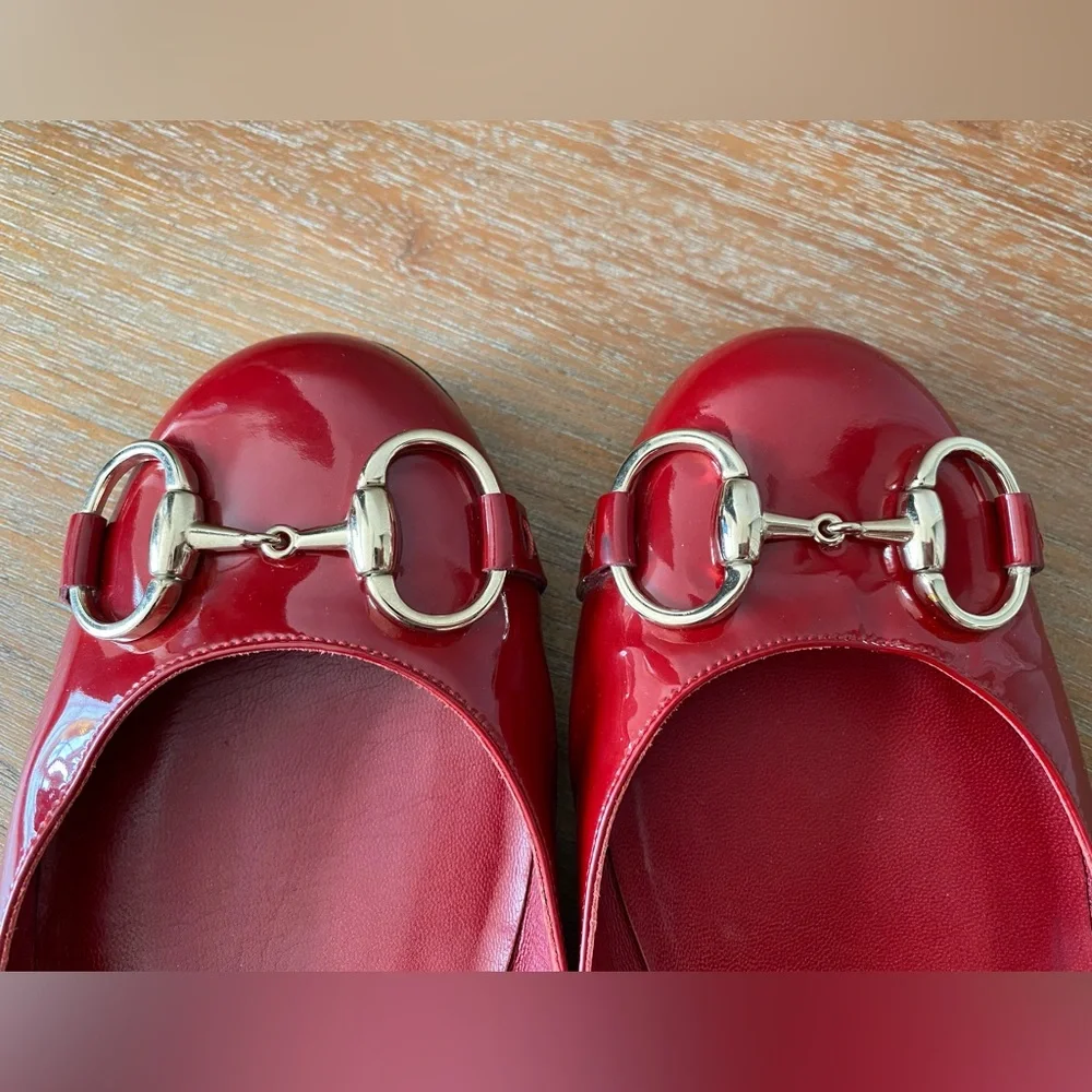 GUCCI Red Patent Leather Ballet Flats - Picture 3 of 14